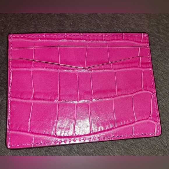 Kate Spade Crocodile Embossed Staci Slim Cardholder in Festive Pink - Picture 2 of 4